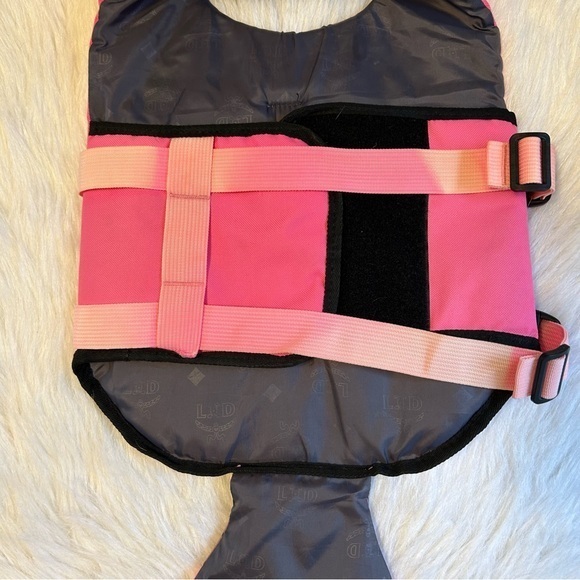 L.D.Dog Pink Mermaid Dog‎  Life Vest Jacket Ripstop With Rescue Handle Swimming - Picture 7 of 7